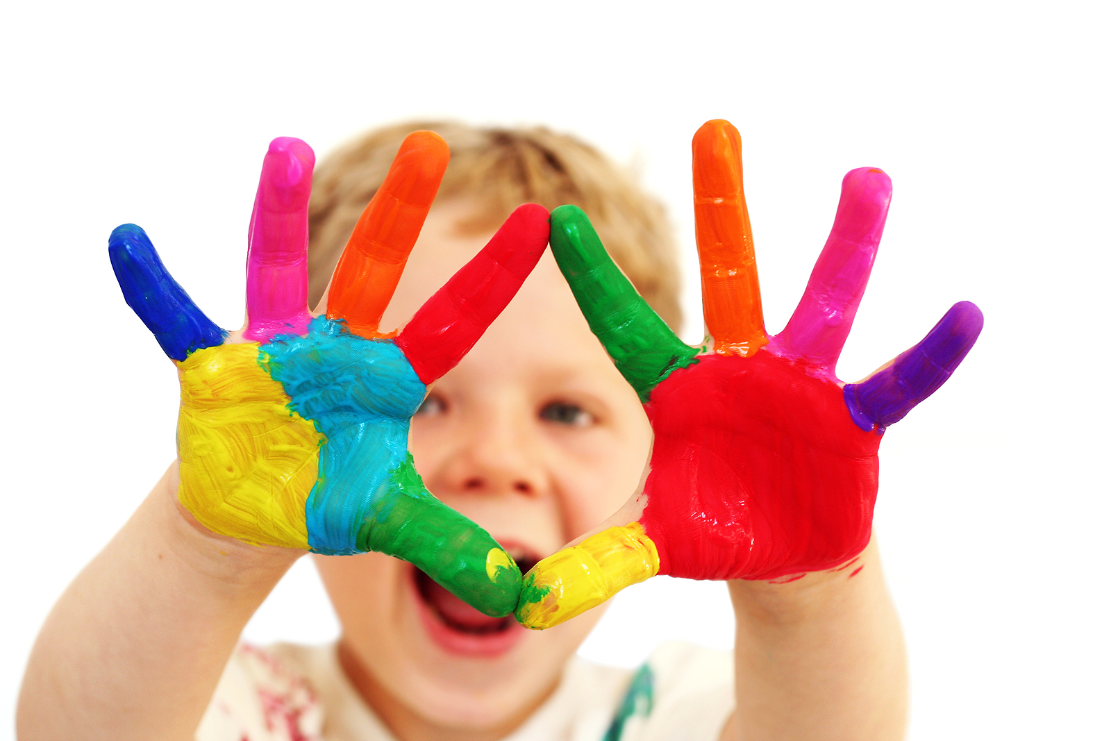 Child with paint on hands